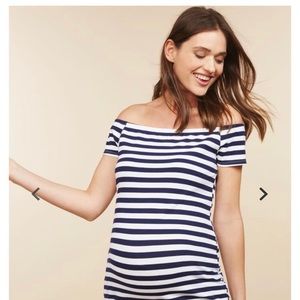 Off the Shoulder Striped Motherhood Maternity Top